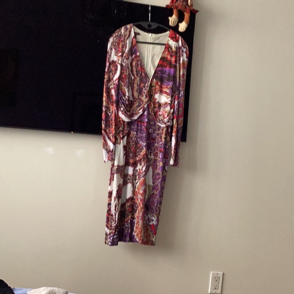 Escada multicolor with liner Dress size Eu 44 made in Germany US 10-12